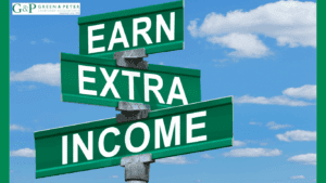 side hustle tax in the uk - a signpost saying 'earn extra income' white letters on a green background